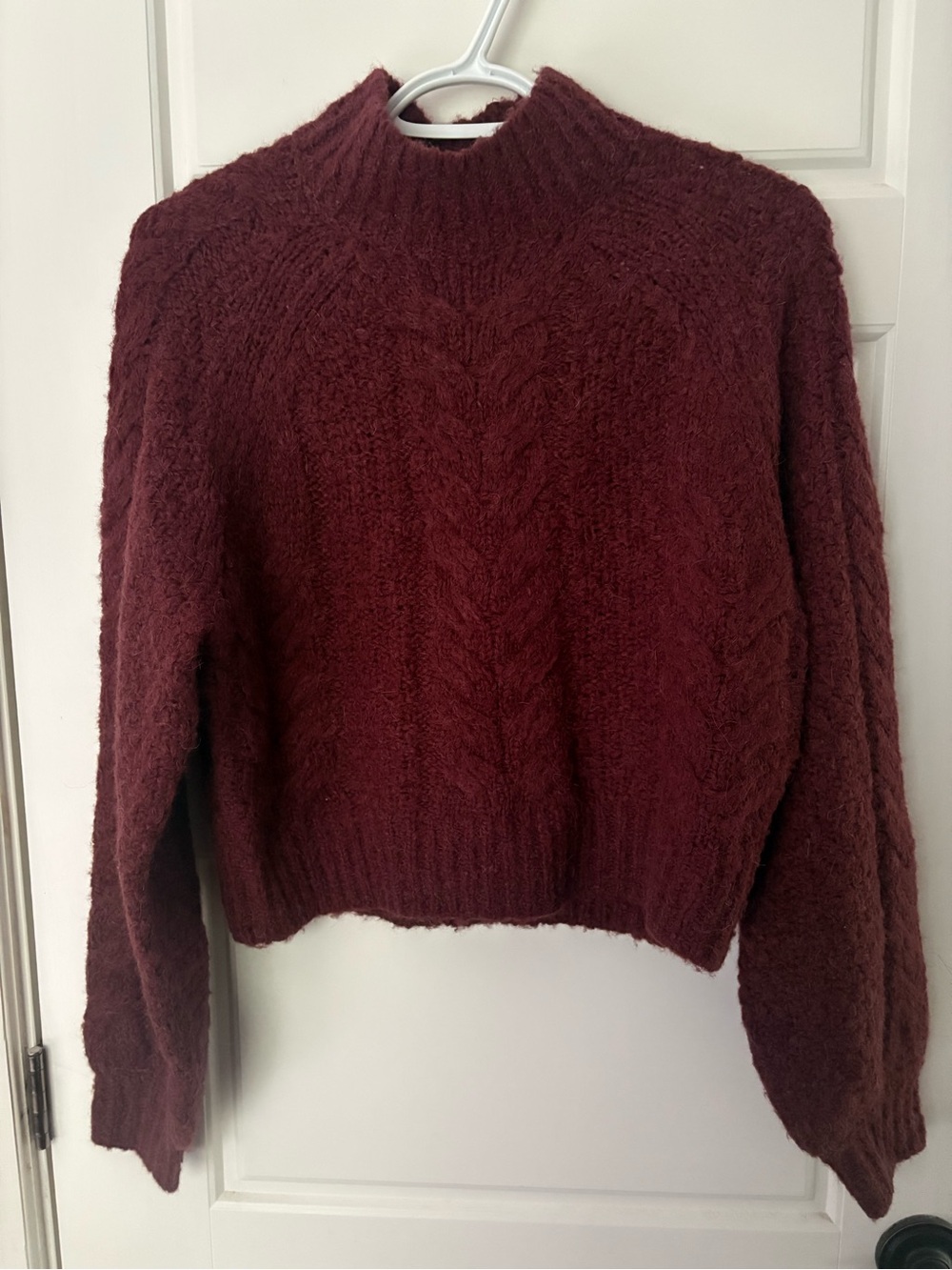 Sunday Best Burgundy/Brown Cable-Knit Mock Neck Sweater